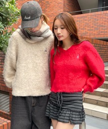 ALAND（エーランド）の「【UNISEX】ALAND／AロゴシャギーVネックプルオーバー（ニット/セーター・メンズ）」