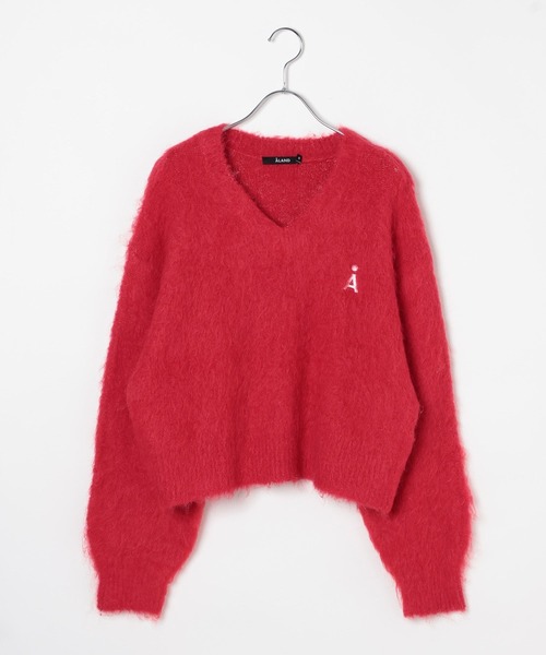 ALAND（エーランド）の「【UNISEX】ALAND／AロゴシャギーVネックプルオーバー（ニット/セーター・レディース・ライトベージュ/レッド/チャコール/ライトグレー・SMALL/LARGE）」の21枚目の写真