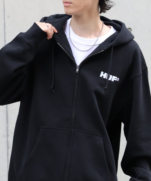 セール】【HUF/ハフ】ALL CAPS F/Z HOODIE/裏起毛 刺繍ロゴ ジップ
