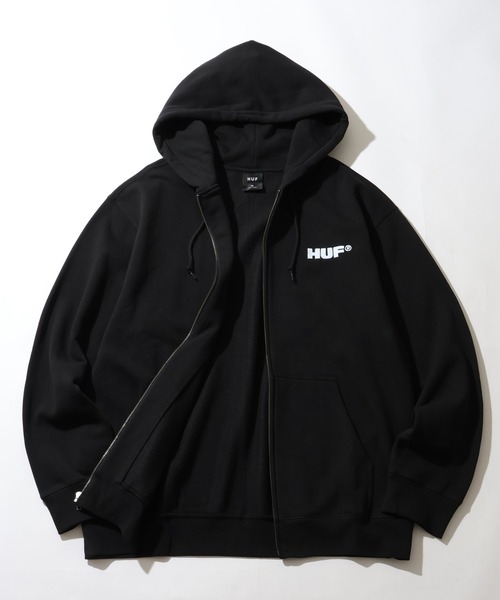 セール】【HUF/ハフ】ALL CAPS F/Z HOODIE/裏起毛 刺繍ロゴ ジップ