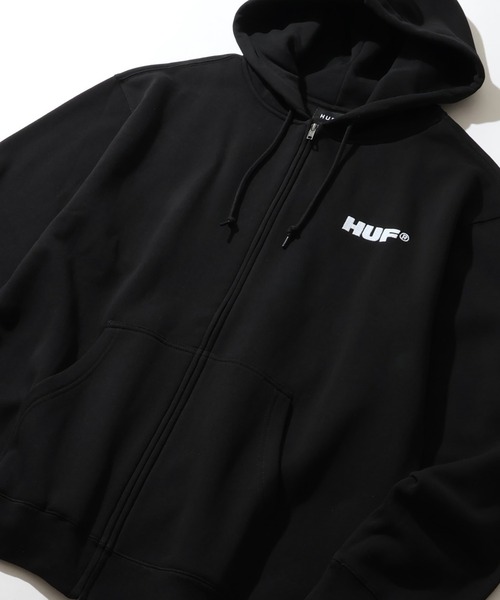 セール】【HUF/ハフ】ALL CAPS F/Z HOODIE/裏起毛 刺繍ロゴ ジップ