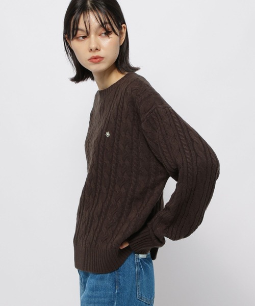 POLO BCS(ポロ ビーシーエス)の「【POLO BCS(ポロ・ビーシーエス)】ケーブルニットプルオーバー(ニット/セーター・レディース・ライトブルー/アイボリー/ピンク/ブラウン・LARGE/MEDIUM)」の2枚目の写真