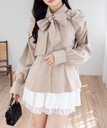 clear | ピーチリボンタックシャツ[大人 カジュアル フェミニン ガーリー]≪AW新作≫(シャツ/ブラウス)