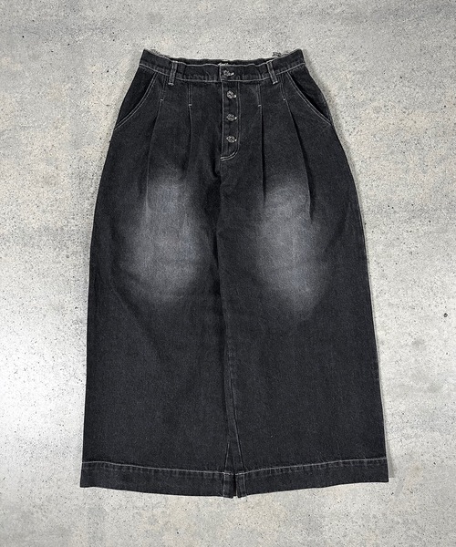 MandO(Auntie Rosa)(エムオー)の「2タックウォッシュデニムワイドパンツ/セットアップ着用可(デニムパンツ・メンズ・ブラック/インディゴブルー・MEDIUM/SMALL/LARGE)」の7枚目の写真