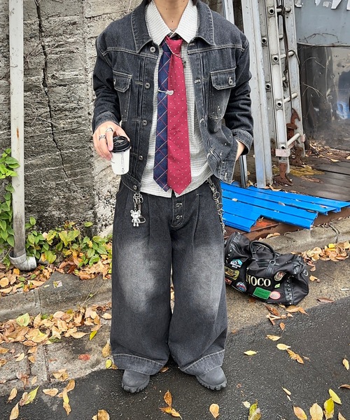 MandO(Auntie Rosa)(エムオー)の「2タックウォッシュデニムワイドパンツ/セットアップ着用可(デニムパンツ・メンズ・ブラック/インディゴブルー・MEDIUM/SMALL/LARGE)」の15枚目の写真