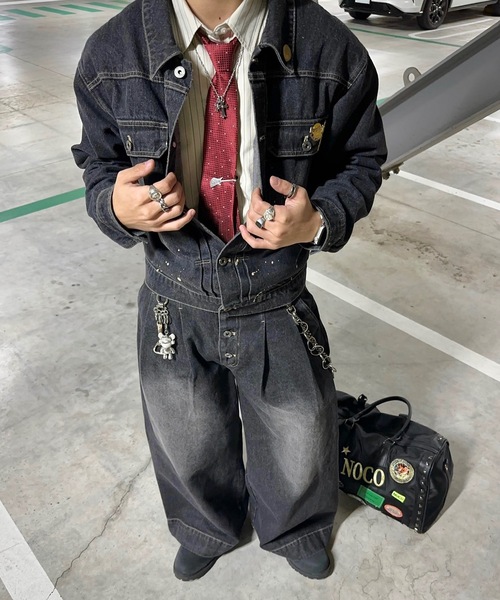 MandO(Auntie Rosa)(エムオー)の「2タックウォッシュデニムワイドパンツ/セットアップ着用可(デニムパンツ・メンズ・ブラック/インディゴブルー・MEDIUM/SMALL/LARGE)」の17枚目の写真