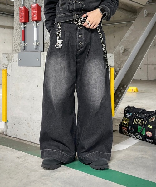 MandO(Auntie Rosa)(エムオー)の「2タックウォッシュデニムワイドパンツ/セットアップ着用可(デニムパンツ・メンズ・ブラック/インディゴブルー・MEDIUM/SMALL/LARGE)」の18枚目の写真