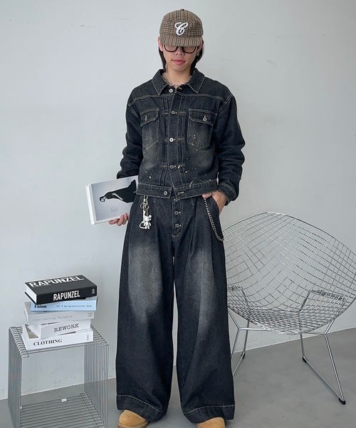 MandO(Auntie Rosa)(エムオー)の「2タックウォッシュデニムワイドパンツ/セットアップ着用可(デニムパンツ・メンズ・ブラック/インディゴブルー・MEDIUM/SMALL/LARGE)」の13枚目の写真