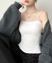 COCOMOMO（ココモモ）の「楽キャミ カップ付きキャミソール ブラトップ カップ付き キャミソール インナー 細紐 レイヤード ベアトップデザイン ロング（キャミソール）」