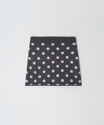 DOT PATTERN BANDING KNIT MINI SKIRT CHARCOAL PINK DOT