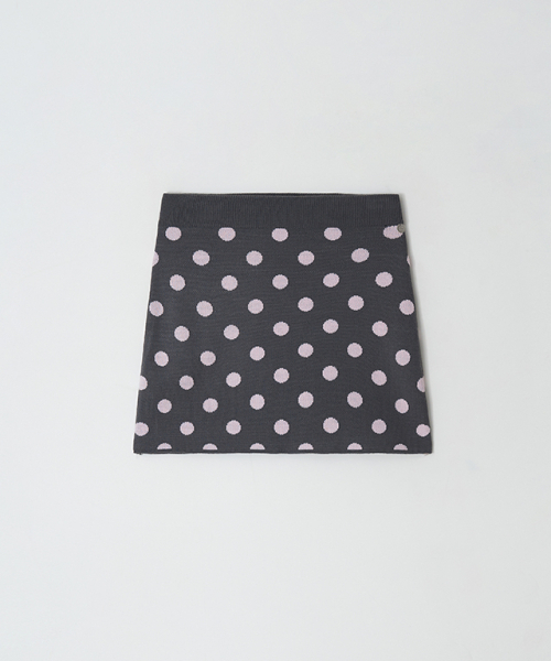 RONRON(ロンロン)の「DOT PATTERN BANDING KNIT MINI SKIRT CHARCOAL PINK DOT(スカート・レディース・その他・FREE)」の1枚目の写真