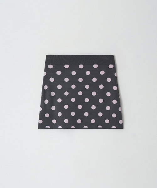 RONRON(ロンロン)の「DOT PATTERN BANDING KNIT MINI SKIRT CHARCOAL PINK DOT(スカート・レディース・その他・FREE)」の2枚目の写真