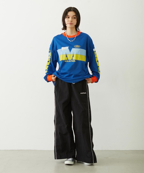 MILKFED.(ミルクフェド)の「RACING L/S TOP(Tシャツ/カットソー・レディース・ブルー/チャコール/ホワイト・ONE SIZE)」の6枚目の写真
