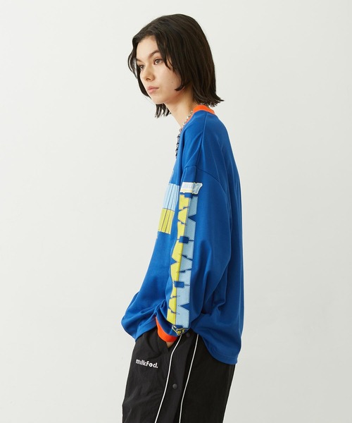MILKFED.(ミルクフェド)の「RACING L/S TOP(Tシャツ/カットソー・レディース・ブルー/チャコール/ホワイト・ONE SIZE)」の4枚目の写真