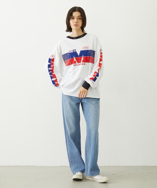 MILKFED.(ミルクフェド)の「RACING L/S TOP(Tシャツ/カットソー・レディース・ブルー/チャコール/ホワイト・ONE SIZE)」の12枚目の写真