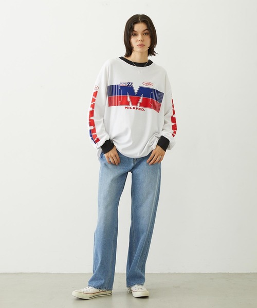 MILKFED.(ミルクフェド)の「RACING L/S TOP(Tシャツ/カットソー・レディース・ブルー/チャコール/ホワイト・ONE SIZE)」の13枚目の写真