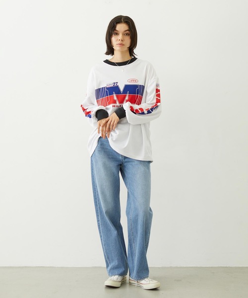 MILKFED.(ミルクフェド)の「RACING L/S TOP(Tシャツ/カットソー・レディース・ブルー/チャコール/ホワイト・ONE SIZE)」の14枚目の写真