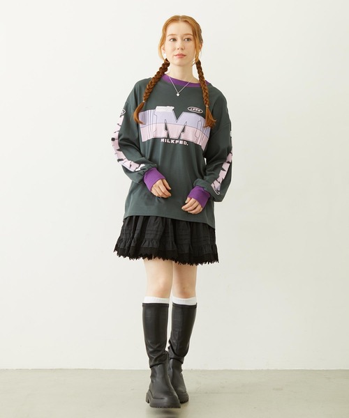 MILKFED.(ミルクフェド)の「RACING L/S TOP(Tシャツ/カットソー・レディース・ブルー/チャコール/ホワイト・ONE SIZE)」の17枚目の写真