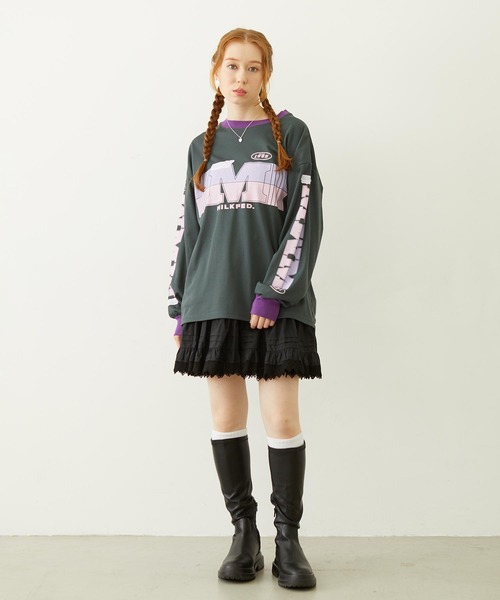 MILKFED.(ミルクフェド)の「RACING L/S TOP(Tシャツ/カットソー・レディース・ブルー/チャコール/ホワイト・ONE SIZE)」の18枚目の写真