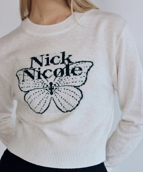 NICK&NICOLE(ニックアンドニコール)の「CASHMERE BUTTERFLY SIGNATURE CROP KNIT_IVORY GREEN(ニット/セーター・レディース・その他・FREE)」の2枚目の写真