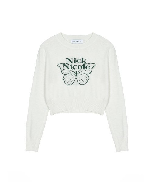 NICK&NICOLE(ニックアンドニコール)の「CASHMERE BUTTERFLY SIGNATURE CROP KNIT_IVORY GREEN(ニット/セーター・レディース・その他・FREE)」の4枚目の写真