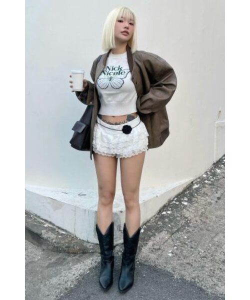 NICK&NICOLE(ニックアンドニコール)の「CASHMERE BUTTERFLY SIGNATURE CROP KNIT_IVORY GREEN(ニット/セーター・レディース・その他・FREE)」の7枚目の写真