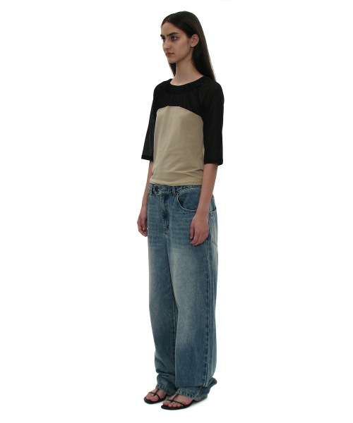 PARTIMENTO WOMEN（パルティメントウィメン）の「シンチバック ラウンディングジーンズ_ミッドブルー（デニムパンツ・レディース・その他・SMALL/MEDIUM）」の3枚目の写真