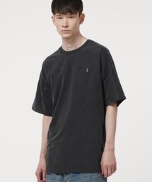 ピグメント切開半袖Tシャツチャコール