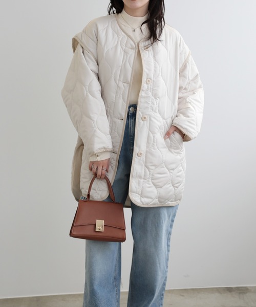 LUMIRA(アパレル)(ルミラ)の「2way中綿キルティングジャケット(ノーカラージャケット・レディース・ブラック/カーキ/アイボリー・FREE)」の5枚目の写真