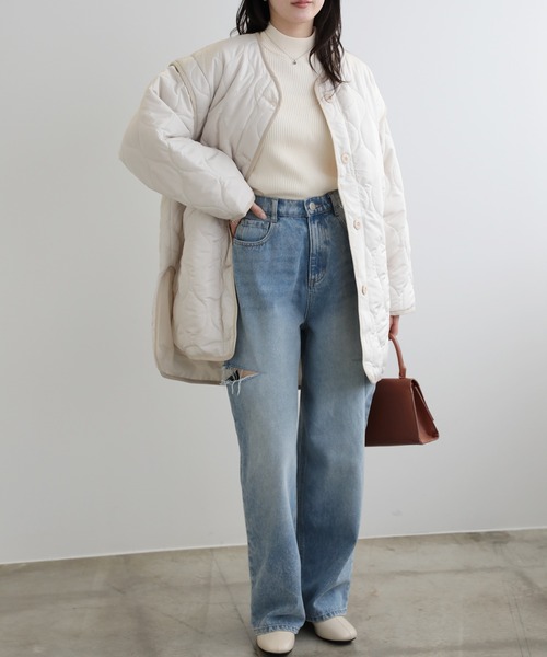 LUMIRA(アパレル)(ルミラ)の「2way中綿キルティングジャケット(ノーカラージャケット・レディース・ブラック/カーキ/アイボリー・FREE)」の7枚目の写真