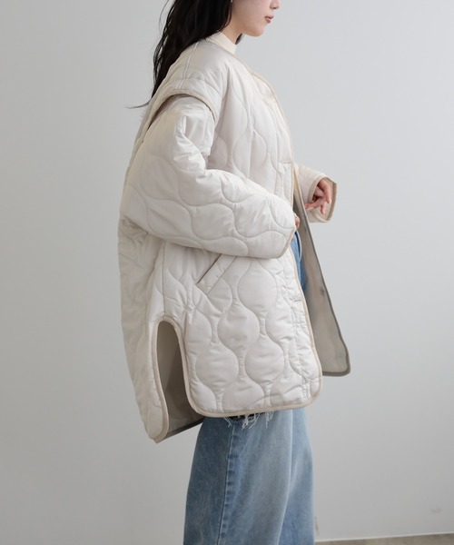 LUMIRA(アパレル)(ルミラ)の「2way中綿キルティングジャケット(ノーカラージャケット・レディース・ブラック/カーキ/アイボリー・FREE)」の10枚目の写真