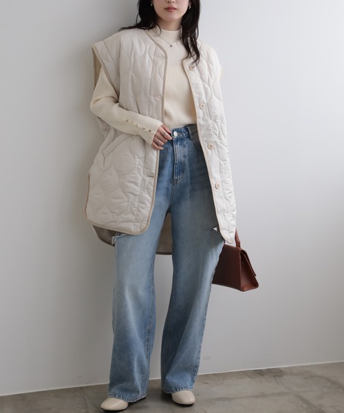 LUMIRA(アパレル)(ルミラ)の「2way中綿キルティングジャケット(ノーカラージャケット・レディース・ブラック/カーキ/アイボリー・FREE)」の12枚目の写真
