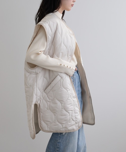 LUMIRA(アパレル)(ルミラ)の「2way中綿キルティングジャケット(ノーカラージャケット・レディース・ブラック/カーキ/アイボリー・FREE)」の13枚目の写真