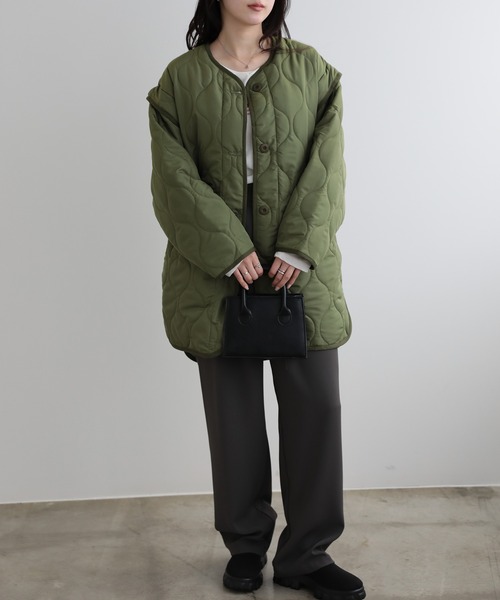 LUMIRA(アパレル)(ルミラ)の「2way中綿キルティングジャケット(ノーカラージャケット・レディース・ブラック/カーキ/アイボリー・FREE)」の15枚目の写真