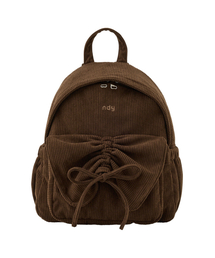 NDY（エヌディーワイ）の「Corduroy Ribbon Shirring Mini Backpack Brown（バックパック/リュック）」