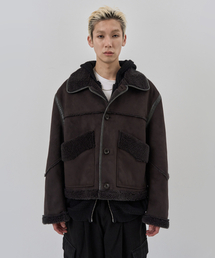 NUAKLE（ヌアクル）の「(m) アスペンシアリングムートン_チャコール（ムートンコート）」