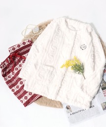 Sweet Drops（スウィートドロップス）の「ケーブル編み模様のボアフリースカーディガン＆ノルディック柄イージーパンツ セットアップ ルームウェア/上下セット（ルームウェア/パジャマ）」