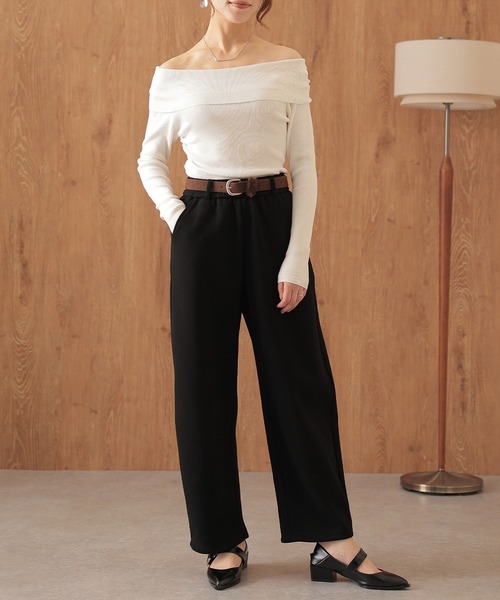 Lace Ladies(レースレディース)の「ソリッドカラー ハイウエスト ソフト イージー パンツ(その他パンツ・レディース・ブラック/アイボリー/チャコールグレー/ブラウン・FREE)」の5枚目の写真