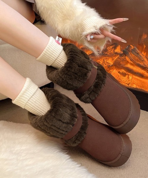 Miniministore(ミニミニストア)の「厚底ムートンブーツベルト付き裏起毛ブーツ(ブーツ・レディース・ブラウン/ベージュ/ブラック・23.0cm/23.5cm/24.0cm/24.5cm/25.0cm)」の10枚目の写真