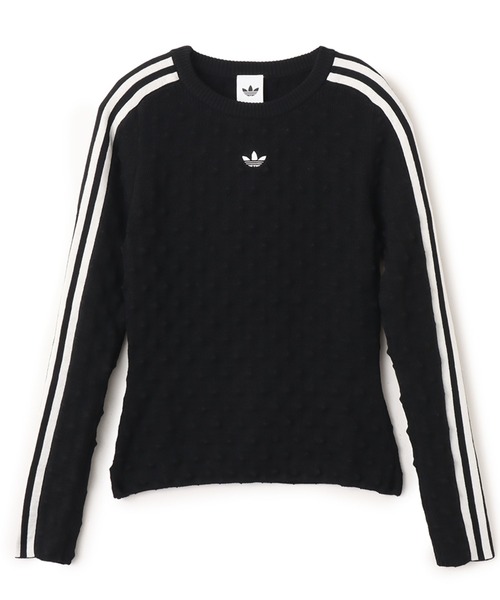 adidas(アディダス)の「adidas SLIM SOLID SPIKE KNIT SWEATSHIRT / アディダス スリム ソリッド スパイク ニット スウェットシャツ(ニット/セーター・レディース・ブラック・S/M/L)」の1枚目の写真