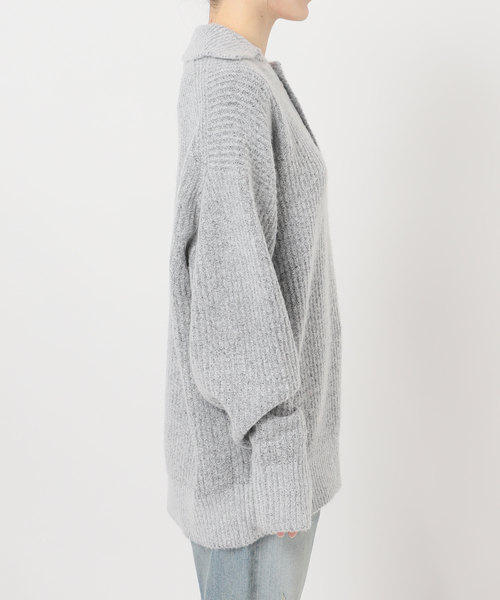 U by SPICK&SPAN(ユーバイスピックアンドスパン)の「CaRouseLamBRa/ケラウズランブラ KURT KNIT LS BIG POLO(ニット/セーター・レディース・ライトグレー・FREE)」の9枚目の写真