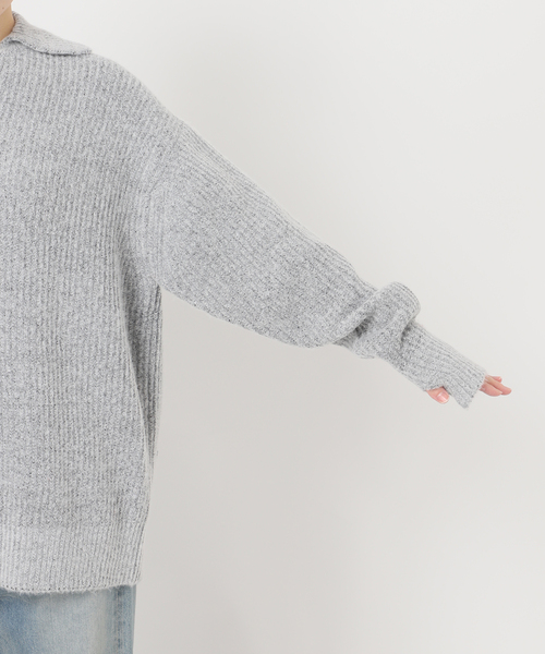 U by SPICK&SPAN(ユーバイスピックアンドスパン)の「CaRouseLamBRa/ケラウズランブラ KURT KNIT LS BIG POLO(ニット/セーター・レディース・ライトグレー・FREE)」の10枚目の写真