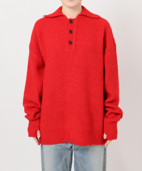 U by SPICK&SPAN(ユーバイスピックアンドスパン)の「CaRouseLamBRa/ケラウズランブラ KURT KNIT LS BIG POLO(ニット/セーター・レディース・ライトグレー・FREE)」の15枚目の写真