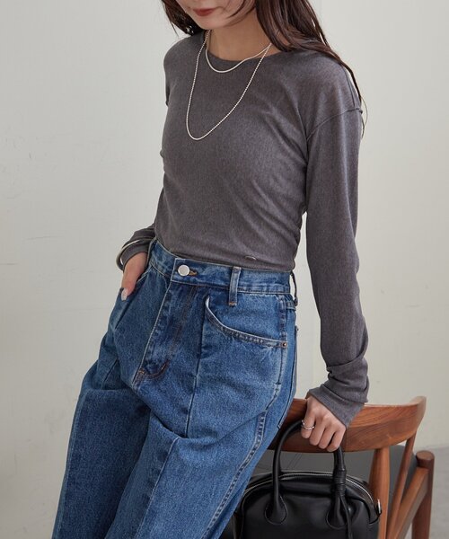 mystic(ミスティック)の「プレート付きクルーシアーロンT(Tシャツ/カットソー・レディース・オフホワイト/チャコールグレー/レッド/ピンク・FREE)」の8枚目の写真