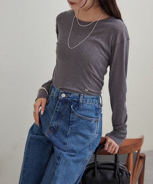 mystic(ミスティック)の「プレート付きクルーシアーロンT(Tシャツ/カットソー・レディース・オフホワイト/チャコールグレー/レッド/ピンク・FREE)」の14枚目の写真