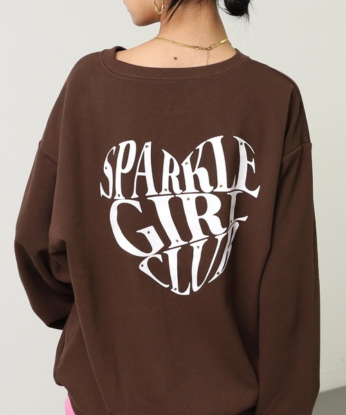 ANAP（アナップ）の「ポイント ラインストーン ハートロゴ 裏毛 スウェット（スウェット・レディース・オレンジ/ブラウン/ライトグレー/ダークグレー・F）」の4枚目の写真