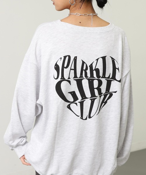 ANAP（アナップ）の「ポイント ラインストーン ハートロゴ 裏毛 スウェット（スウェット・レディース・オレンジ/ブラウン/ライトグレー/ダークグレー・F）」の2枚目の写真