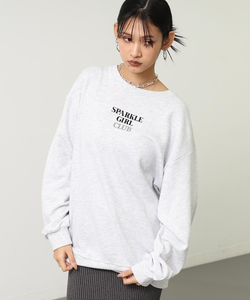 ANAP（アナップ）の「ポイント ラインストーン ハートロゴ 裏毛 スウェット（スウェット・レディース・オレンジ/ブラウン/ライトグレー/ダークグレー・F）」の6枚目の写真