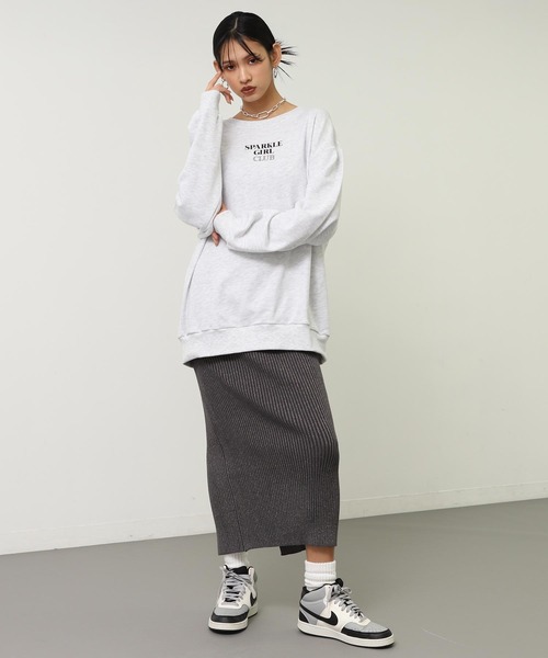 ANAP（アナップ）の「ポイント ラインストーン ハートロゴ 裏毛 スウェット（スウェット・レディース・オレンジ/ブラウン/ライトグレー/ダークグレー・F）」の9枚目の写真