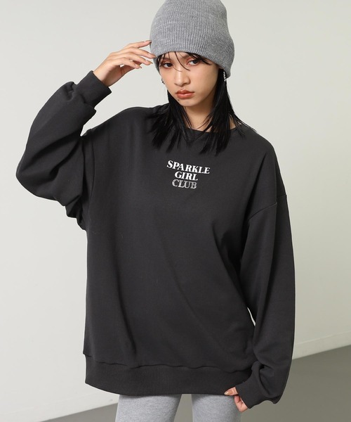 ANAP（アナップ）の「ポイント ラインストーン ハートロゴ 裏毛 スウェット（スウェット・レディース・オレンジ/ブラウン/ライトグレー/ダークグレー・F）」の10枚目の写真